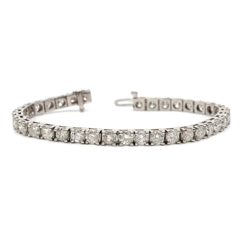 Custom cuff bracelets for weddings-14k Gold 10ct TDW 7-Inch Round Diamond Tennis Bracelet by Auriya