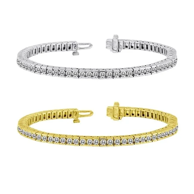 Trendy charm bracelets for teens-14k Gold 12ct TDW Channel Set Diamond Tennis Bracelet by Auriya