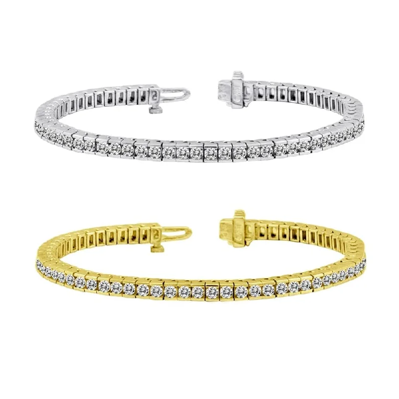 Personalized birthstone bangles for women-14k Gold 2 1/2ct TDW Channel Set 7-inch Diamond Tennis Bracelet by Auriya