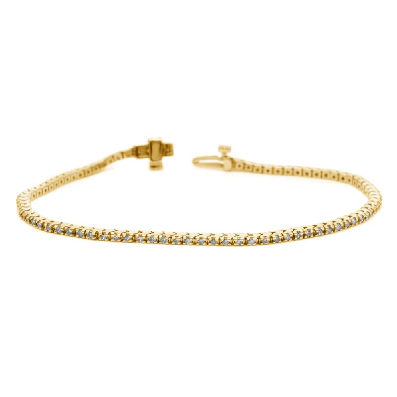 Personalized name bracelets with charms-14k Gold 3ct TDW Round Diamond Tennis Bracelet by Auriya