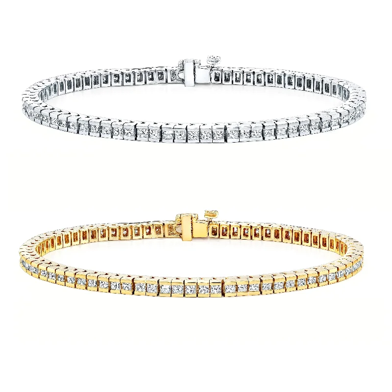 Personalized engraved bangles for women-14k Gold 8ct TDW Diamond Tennis Bracelet