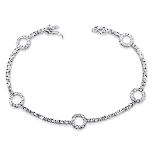 Personalized sterling silver bangles-14k White Gold 2ct TDW Diamond Tennis Bracelet - White Gold