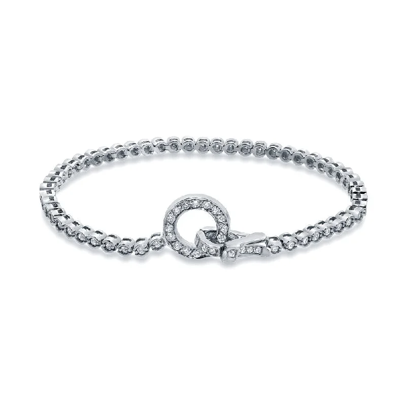 Silver charm bracelets with birthstones-Auriya 14k White Gold 1 1/2ct TDW Round Cut Diamond Tennis Bracelet (H-I, I1-I2)