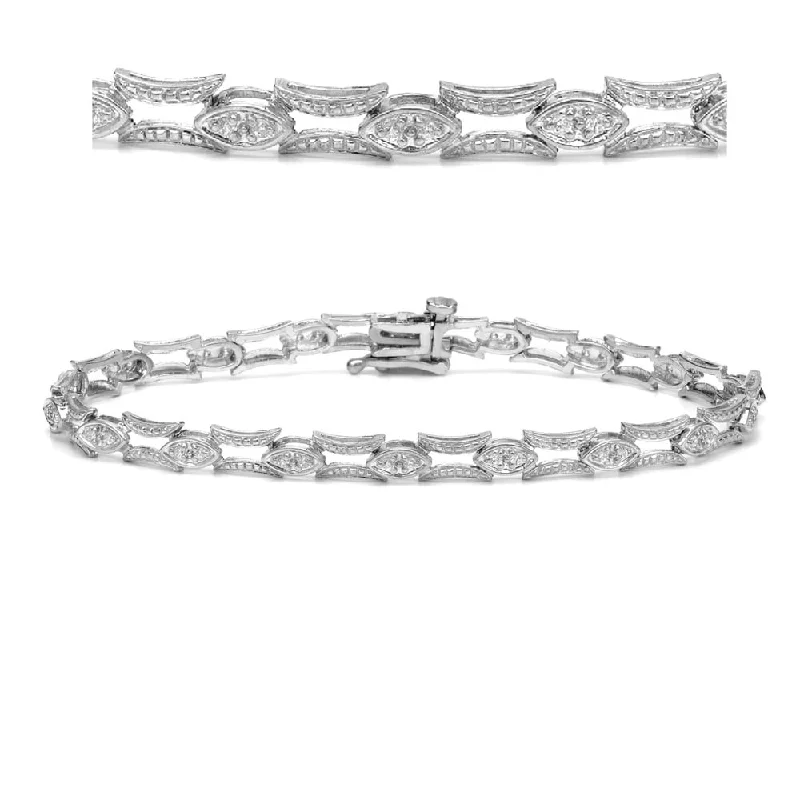 High-quality gold bracelets for women-Auriya 14k White Gold 2/5ct TDW Open Design Diamond Link Bracelet