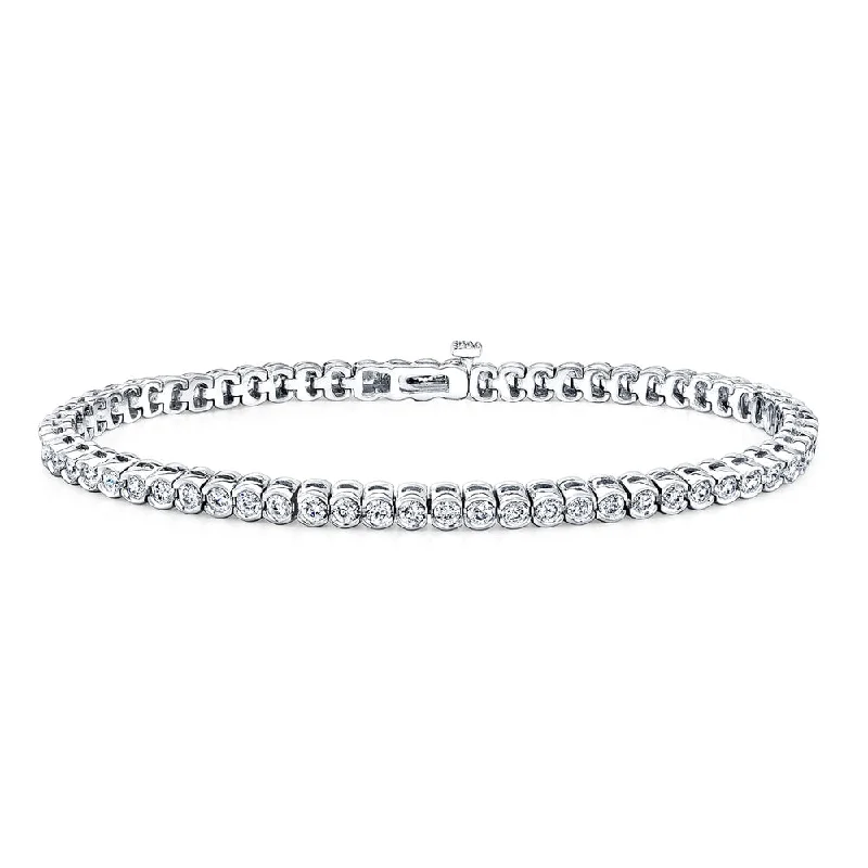 Stylish beaded bracelets with charms-Auriya 14k White Gold 4ct TDW Round Half Bezel Diamond Tennis Bracelet