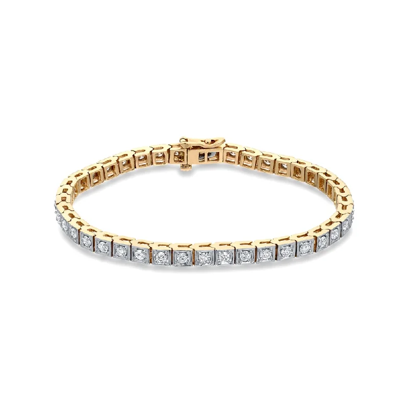 Unique sterling silver charm bracelets-Auriya 2 1/4ctw Round Diamond Tennis Bracelet 14k Two-tone Gold - White