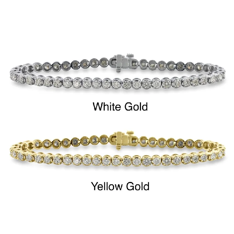 Trendy engraved bracelet designs-Auriya 3 carat TW Round Diamond Tennis Bracelet 14k Gold