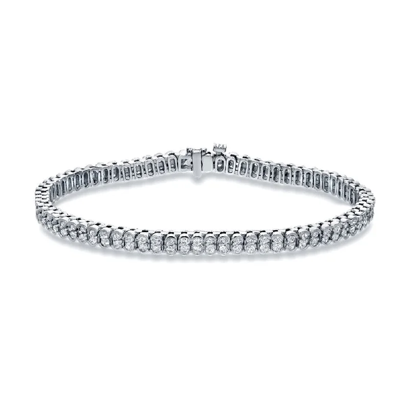 Luxury tennis bracelets with diamonds-Auriya 3ctw Double Row Round Diamond Tennis Bracelet 14k White Gold - 7-inch