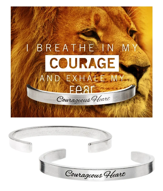 High-quality gemstone bracelets for men-Courageous Heart Quotable Cuff Bracelet