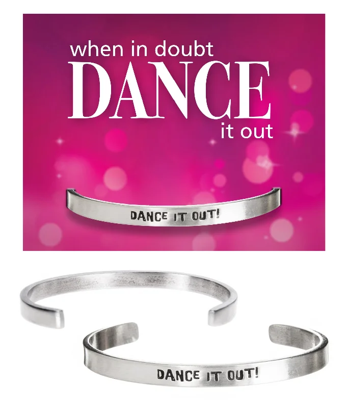 Adjustable crystal charm bracelets-Dance it Out Quotable Cuff Bracelet