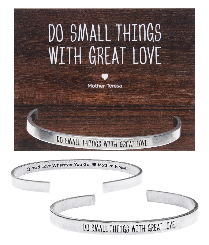 Handmade woven leather bracelets-Do Small Things with Great Love Quotable Cuff Bracelet - Mother Teresa