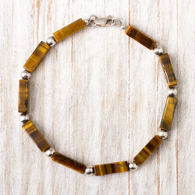 Adjustable wrap bracelets for women-Earthen Sophistication Tiger's Eye Beaded Bracelet Crafted in Peru