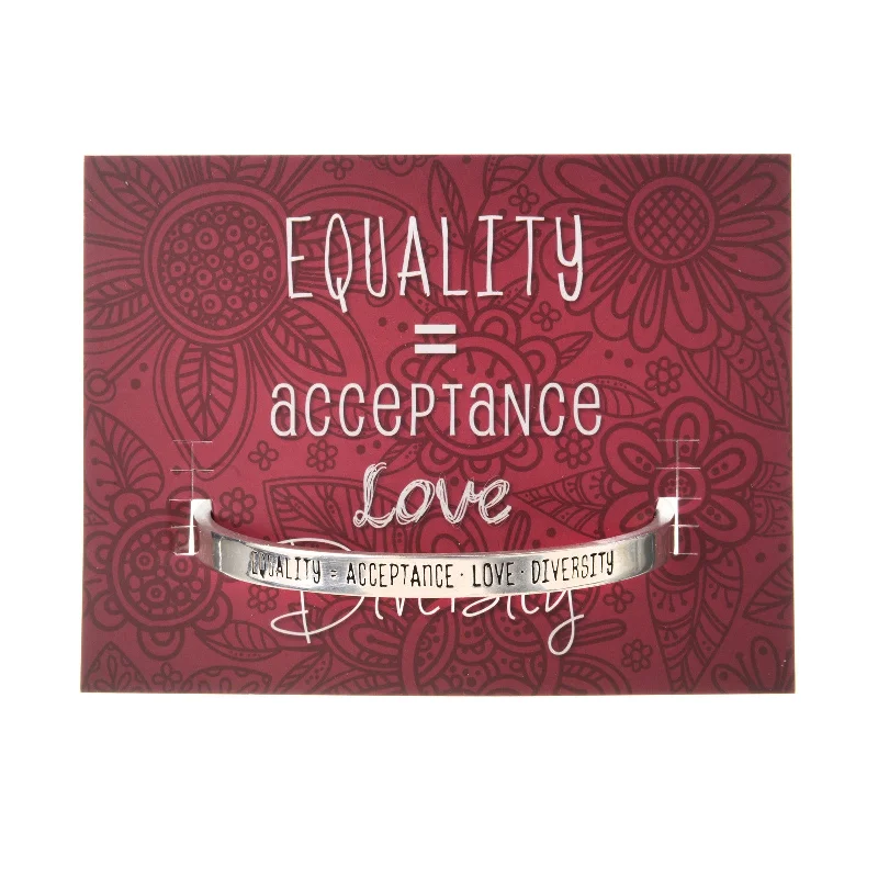 Adjustable leather bracelet sets-Equality = Acceptance, Love & Diversity Quotable Cuff Bracelet