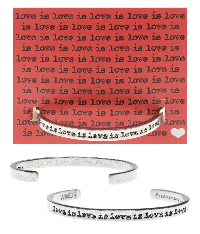 Boho chic leather charm bracelets-Love is love is love is Quotable Cuff Bracelet