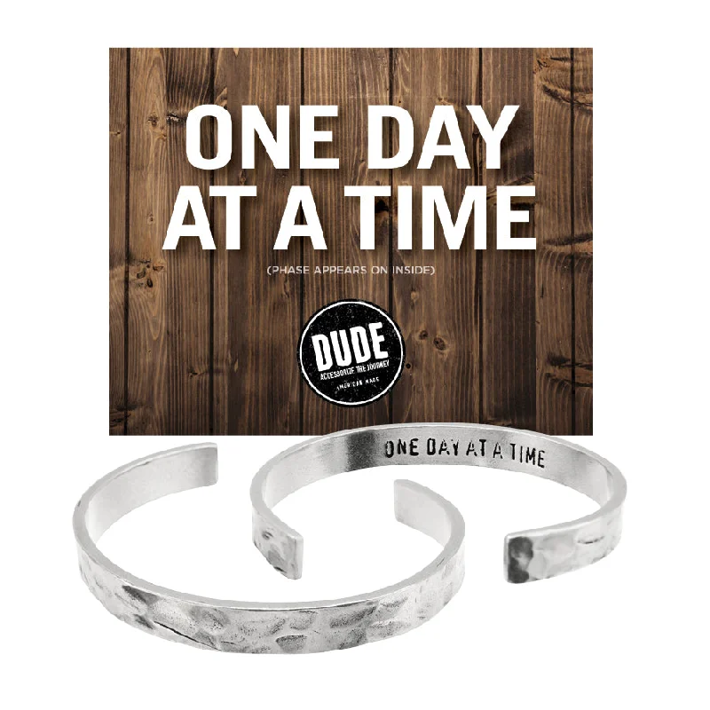 Personalized gemstone bracelets for gifts-One Day at a Time DUDE Cuff Bracelet | DUDE Collection