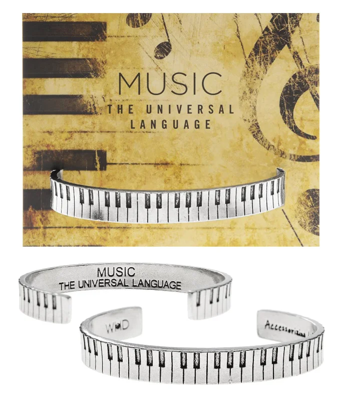 Simple cuff bracelets for formal occasions-Piano Player Cuff Inspirational Bracelet - Gift for Teachers, Musicians & Music Students