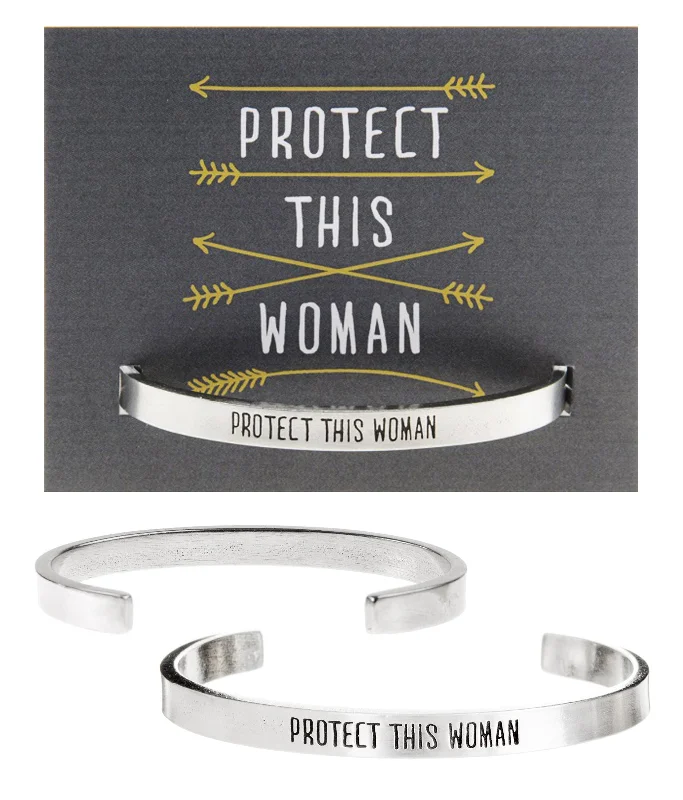 Unique friendship bracelets for women-Protect This Woman Quotable Cuff Bracelet