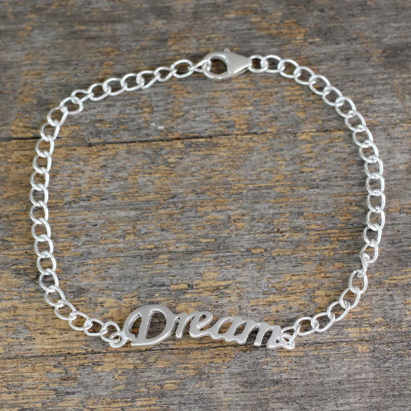 Elegant gold bracelets with charms-Remember to Dream Inspirational Sterling Silver Bracelet with Dream Message