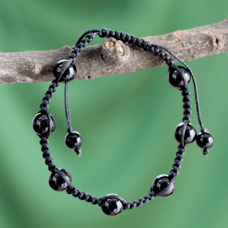 Stylish gemstone bracelets for men-Song in the Night Unique Onyx Shambhala-style Bracelet