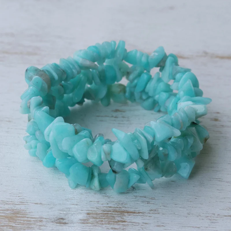 Unique rose gold chain bracelets-Wonders Handcrafted Beaded Amazonite Bracelets (Set of 3)