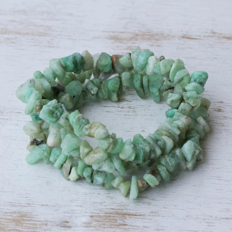 Custom silver bracelets with custom charms-Wonders Unique Chrysoprase Beaded Bracelets (Set of 3)