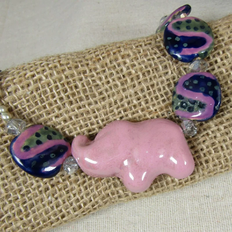 custom-made charm necklace for women-Lilac and Purple Elephant Kazuri Necklace