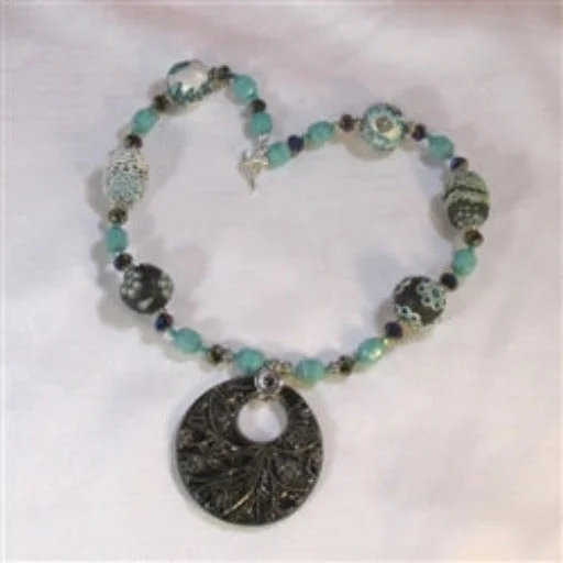 delicate moonstone necklace-Aqua and Black Handmade Samunnat and Swazi Necklace