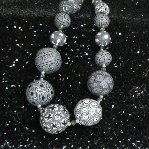 men’s sterling silver necklace-Grey and Black Fair Trade Necklace Samunnat Bindu Beads