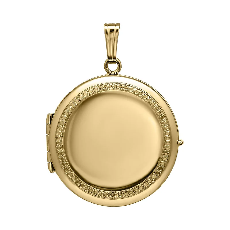 gold necklace with pearl pendant-14K Gold Filled 23mm Engraved Round 4 Photo Locket Necklace