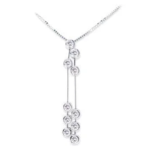 infinity heart necklace for couples-18K White Gold Dangle Necklace With Diamonds