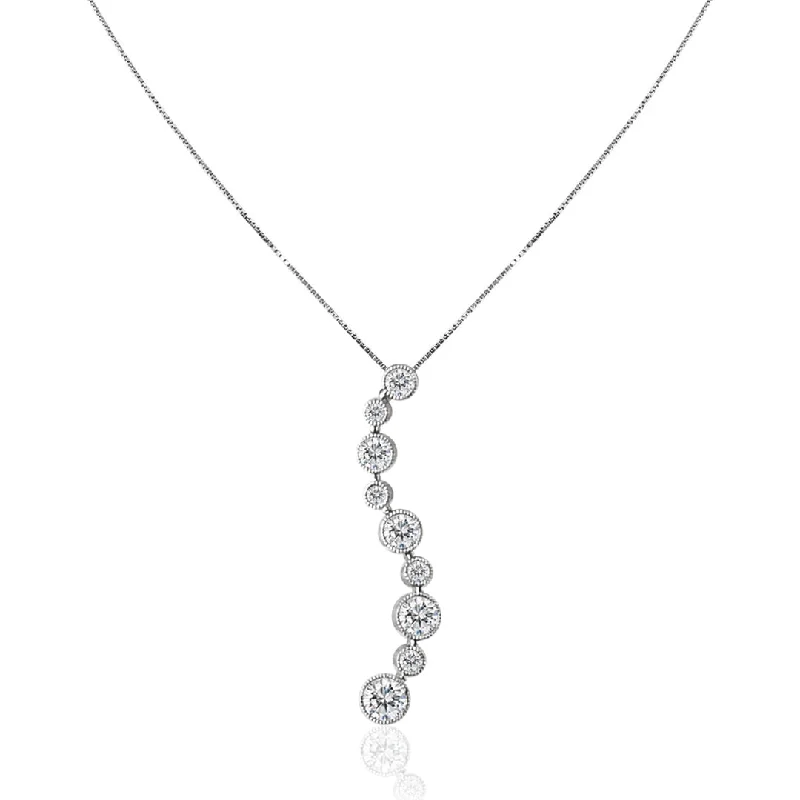 black leather necklace with pendant-18K White gold necklace with diamonds.