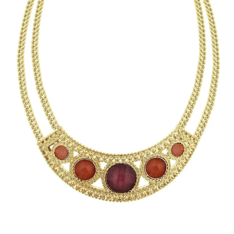 rose gold infinity necklace for women-2028 Jewelry Mixed Berry Bib Collar Necklace 16" + 3" Extender