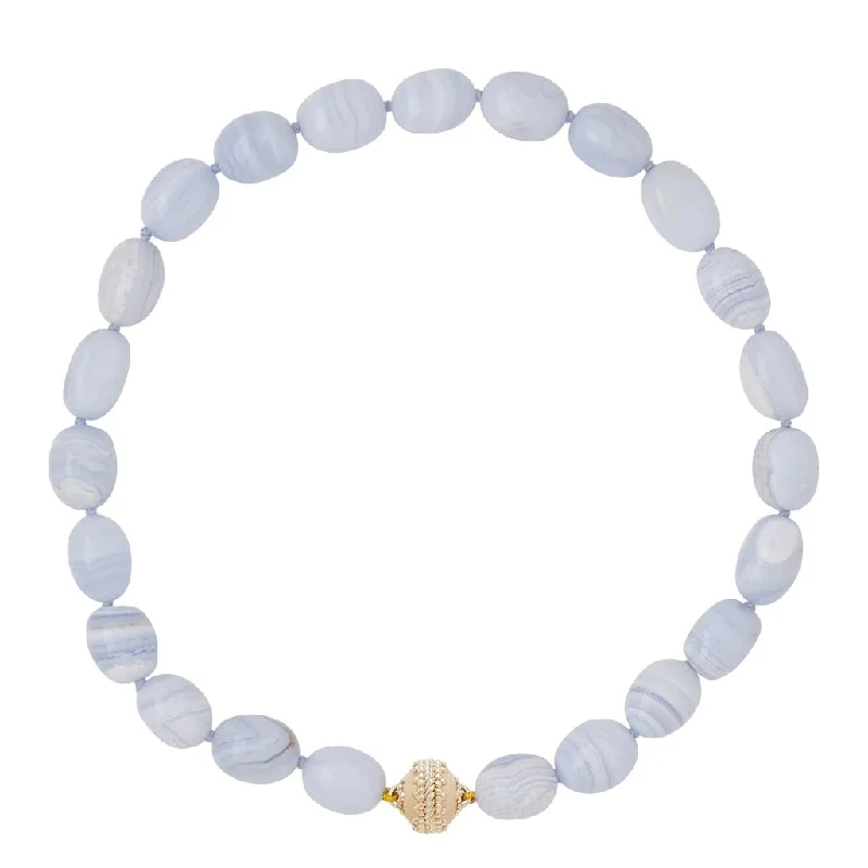 diamond solitaire necklace for gifts-Clara Williams Helen Blue Lace Agate Tumbled Necklace