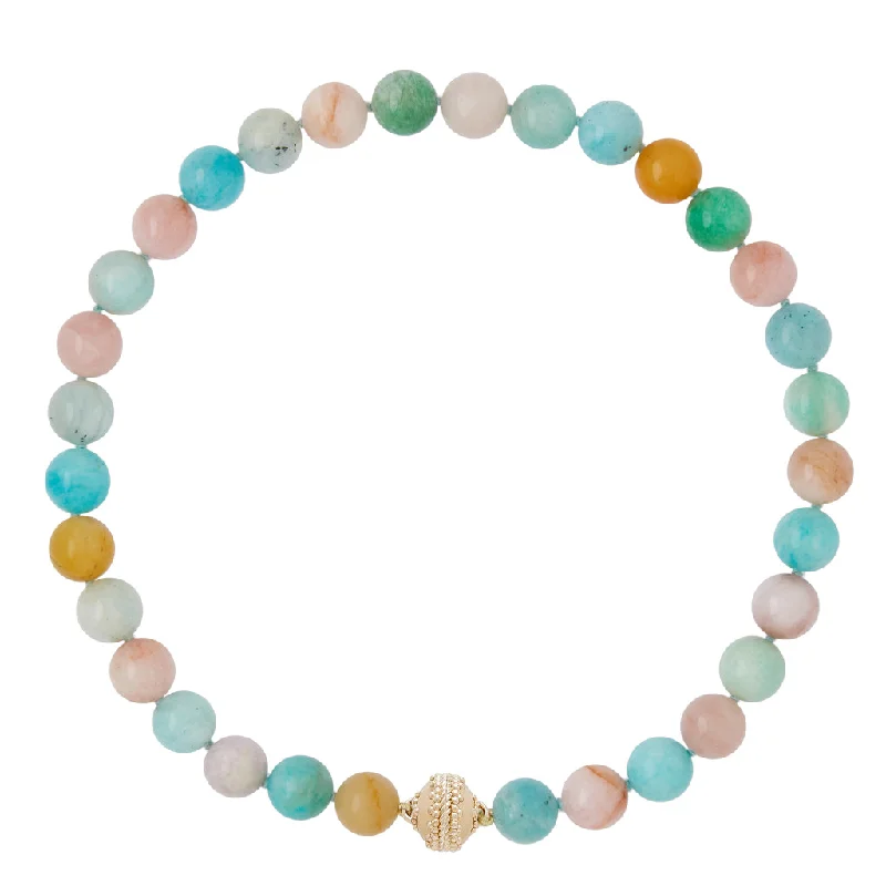 personalized couples necklace-Clara Williams Victoire Amazonite, Kunzite & Aquamarine 12mm Necklace