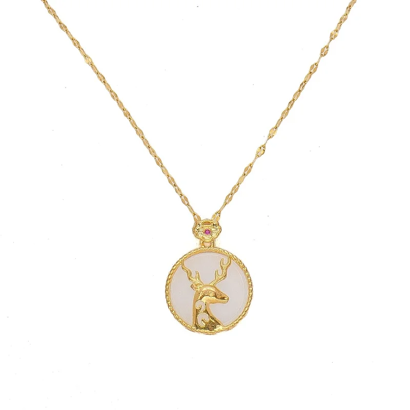 men’s long chain necklace-Deer Galaxy 18K Gold Plated Necklace