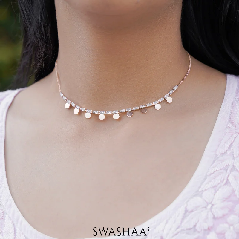 zodiac sign necklace for astrology lovers-Deza Rosegold Plated Choker