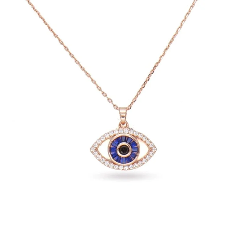 layered gold necklace for women-Fire & Ice Evil Eye Rosegold Plated Necklace