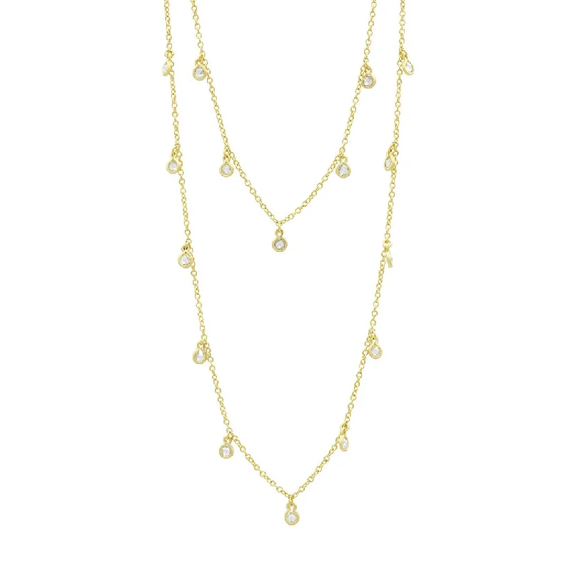 simple gold choker necklace-Freida Rothman Signature Bezel Droplet Strand Necklace