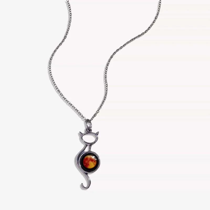 name necklace for couples-Harvest Moon Feline