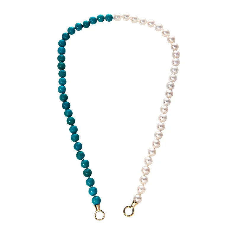 sterling silver pendant necklace-Marla Aaron Akoya Pearl & Turquoise Half & Half Strand