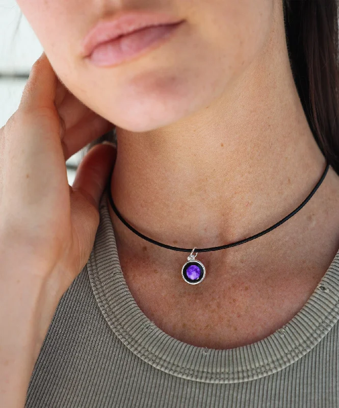 personalized diamond necklace for women-Purple Moon Simplicity Choker Necklace