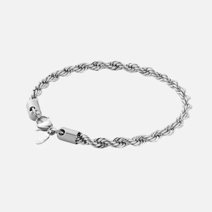 women’s long beaded necklace-ROPE 5MM BRACELET - Solid White Gold