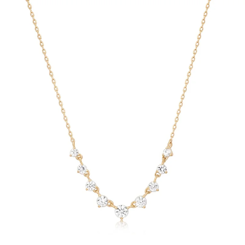 engraved gemstone necklace for women-Rose Cut White Sapphire 14K Yellow Gold Necklace