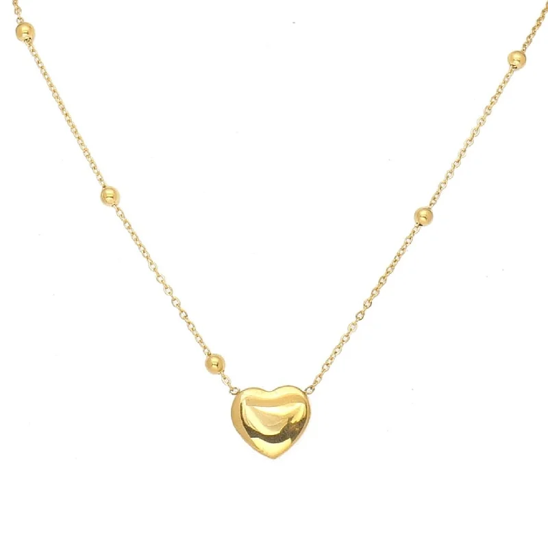 personalized gemstone necklace for her-Statement Heart 18K Gold Plated Necklace