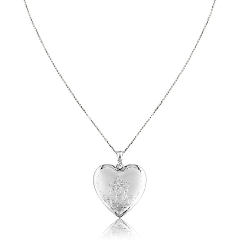 celestial charm necklace for women-Sterling silver st. Christopher heart locket necklace