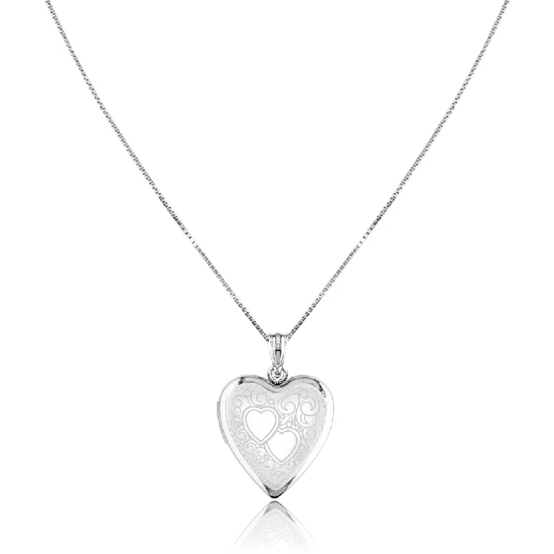 pearl and silver necklace for brides-Sterling silver heart locket necklace