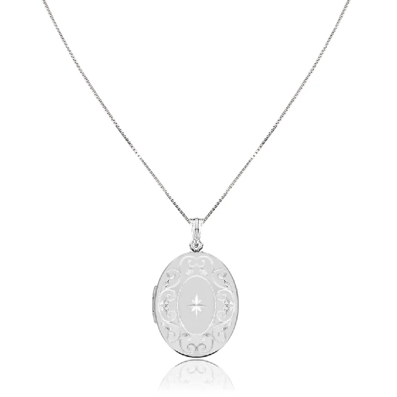 boho moon necklace for women-Sterling silver oval locket necklace