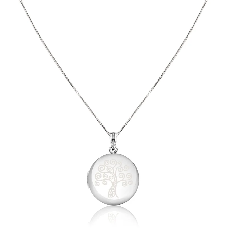 men’s cross necklace for gifts-Sterling silver "tree of life" circle locket necklace