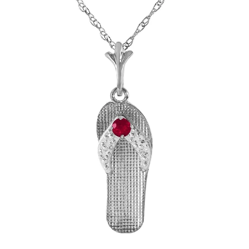 chunky necklace with pendants-0.15 Carat 14K White Gold Shoes Necklace Natural Ruby