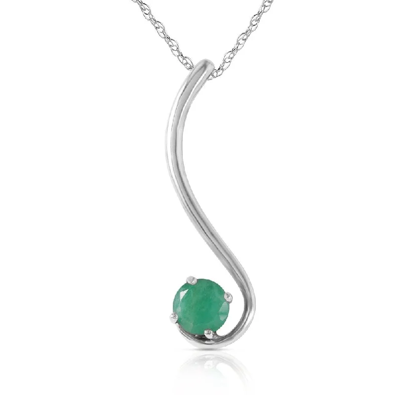 geometric silver necklace for women-0.55 Carat 14K White Gold Accentuate The Given Emerald Necklace